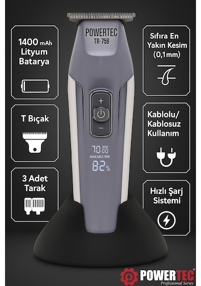 Powertec TR-758 Profesyonel Saç ve Sakal Kesme Makinesi