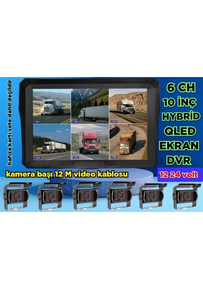 Qled Ekran 10'' Dvr Monitör 6 Adet Metal Kasa Bus Kamera 12 24 V