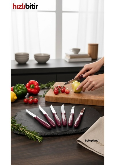 Bymyhand Bordo Meyve Bıçağı 6'lı Set