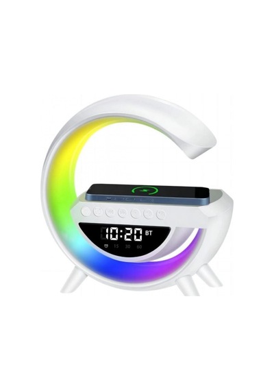 Rgb Işıklı Kablosuz Şarjlı Bluetooth Hoparlörlü Dijital Saat Ve Alarm Özellikli Masa Lambası