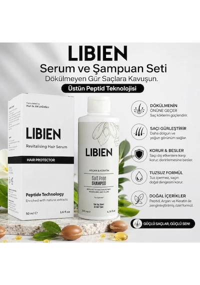 Libien Saç Serumu 50 Ml + Libien Tuzsuz Argan Keratin 200 Ml Şampuan Seti