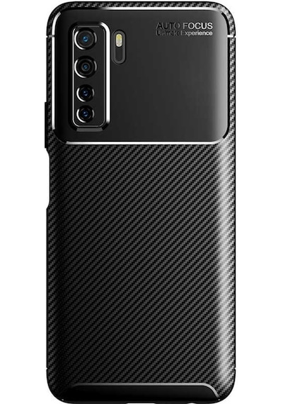 Huawei P40 Lite 5G Kilif Lens Karbon Tasarim Negro Silikon Kapak 466733594