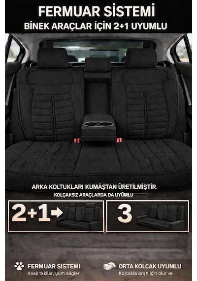 Volkswagen Golf 2003 Ve Sonrası Uyumlu Mira Serisi Siyah 5'li Oto Koltuk Minderi