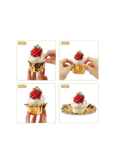 Kağıt Muffin Kek Ve Sufle Kapsülü Metalik Gold Altın 10'lu Goldcakes