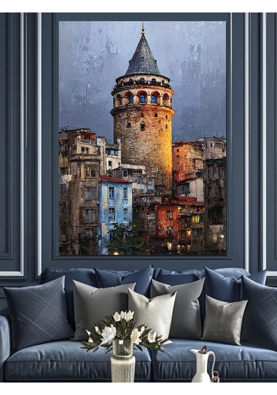 Ahşap Tablo İstanbul Galata Kulesi Şehir