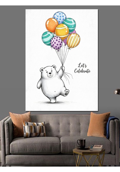 Ahşap Tablo Balon Tutan Kutup Ayısı