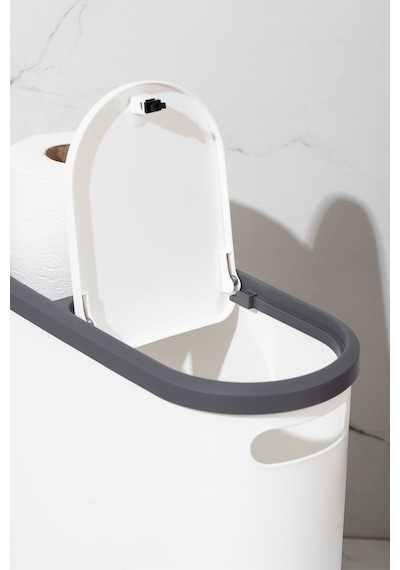 Porsima M-325 Çöp Kutusu Banyo Mutfak Çöp Kovası Kapaklı Banyo Çöp Kovası 10lt Beyaz