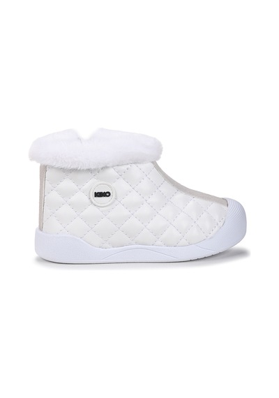 Kiko Kids Biser Fermuarlı Termo Taban Kız Çocuk Bot Ayakkabı Beyaz