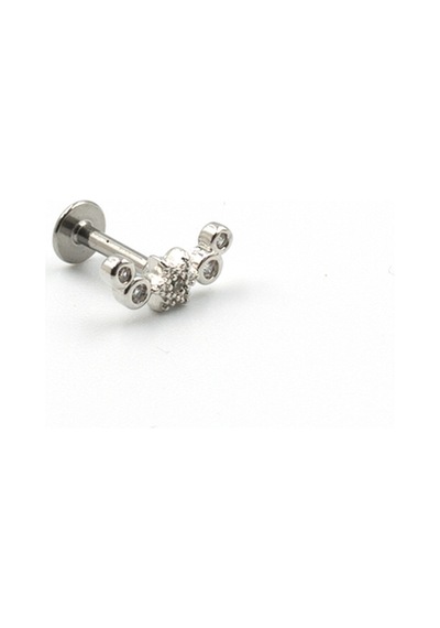 Gümüş Taşlı Yıldız Tragus Helix Piercing - Anti Alerjik, Kararma Yapmaz Çok Renkli