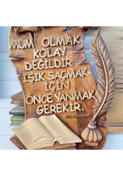 Ahşap Pano Mevlana Özlü Söz