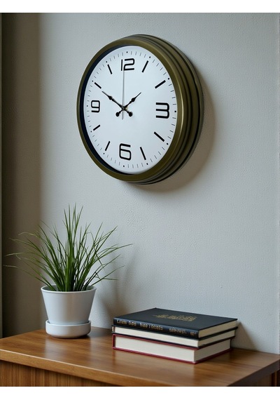 40 Cm Metal Eskitme Vintage Duvar Saati Eskitme Bej