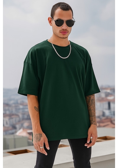 Oversize Beyaz T-shirt Yeşil