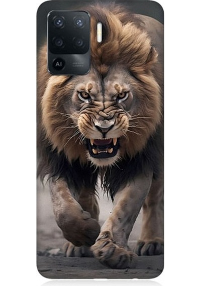 Oppo Reno 5 Lite Uyumlu Saldırgan Aslan Desenli Silikon Kılıf
