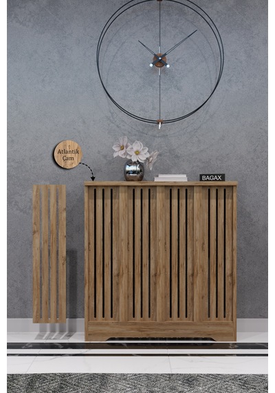 Dekoratif Petek Dolabı Kalorifer Peteği Kapatma Ünitesi Modern Tasarım İç Ölçü 76 Cm Dış Ölçü 80 Cm Petek 76 Çam D2