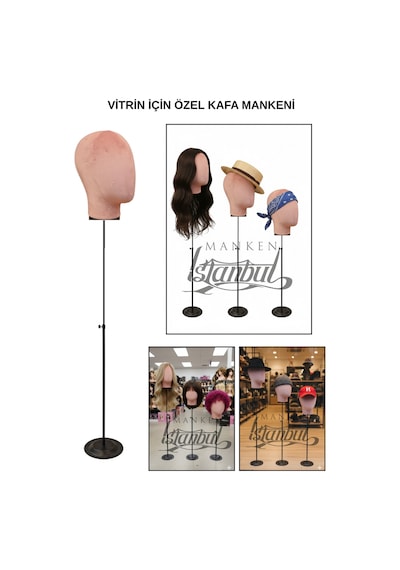 Kafa Mankeni Metal Standlı Peruk Aksesuar Sunum Mankeni  Dekor Mankeni Kf-09