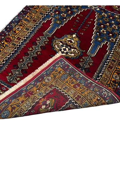 El Dokuma Sıfır Küçük Yahyalı Halısı Seccade 75x110 Kök Boya Namazlık Kırmızı