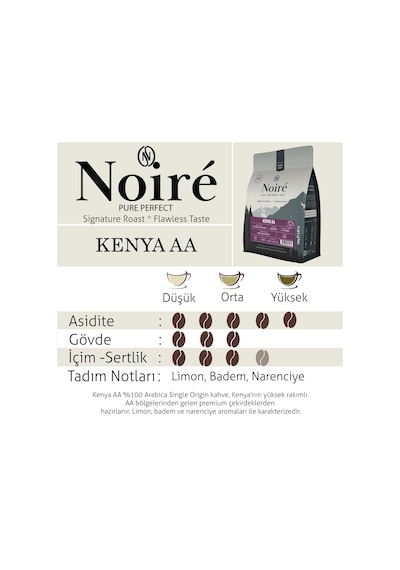 Noire Kenya Aa 250g - %100 Arabica Single Origin Çekirdek