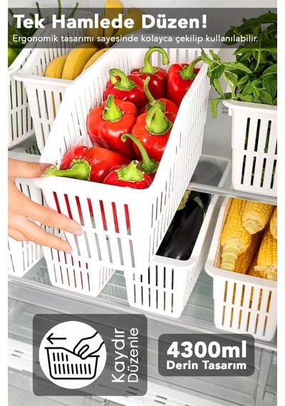 Buzdolabı Düzenleyici Set, 2'li, Plastik, Gıda Sınıfı, Bpa İçermez, Bulaşık Makinesine Uygun, Hava Sızdırmaz, İstiflenebilir, Gıda Servisi İçin Çok Renkli