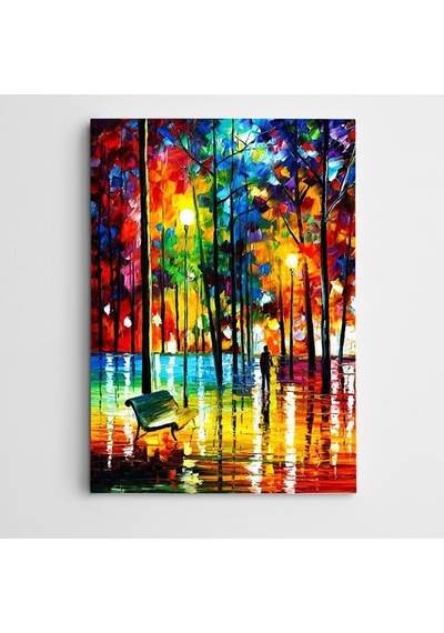 Bank Ve Ağaçlar Modern Sanat Dekoratif Dev Boyut Kanvas Tablo 100 X 140 Cm
