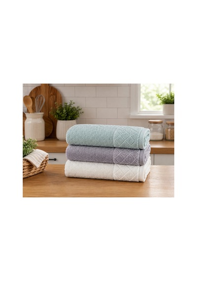 Kristal Desenli Havlu 30x50 Cm 3'lü Set %100 Pamuk - Softgarden Çok Renkli