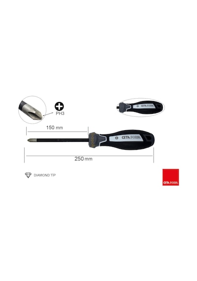 Ceta Form Ph3 X 150 Mm Elmas Kayma Önleyici Yıldız Tornavida F14d-003-150