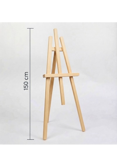 Ahşap Şövale Sergileme Standı 150 Cm - Doğal Ahşap Rengi
