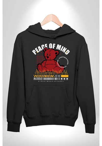 İç Huzur Kadın Erkek Siyah Kapüşonlu Sweatshirt Hoodie Siyah