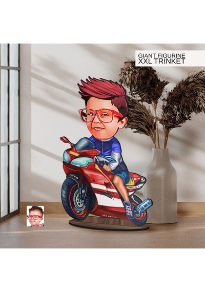 Bk Gift Kişiye Özel Motorcu Çocuk Karikatürlü Büyük Boy Ahşap Biblo-1 Arkadaşa Hediye , Sevgiliye Hediye, Kişiye Özel Biblolar Kobitmeyen137523 Bk Gif
