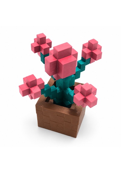 Piksel Orkide Biblo - 3d Baskı, Minecraft Esintili Pembe