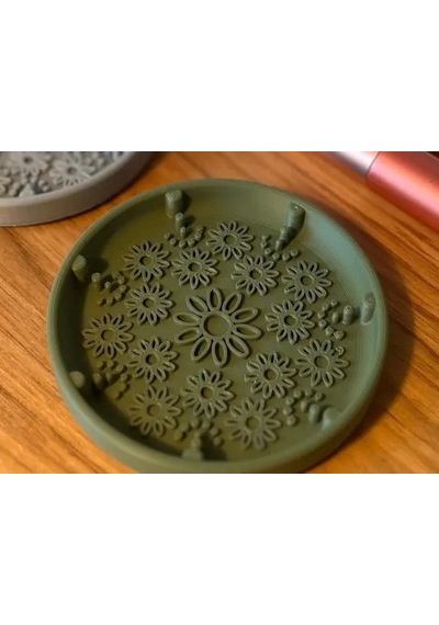 3d Baskı Makyaj Fırçası Temizleme Matı Dokulu Silikon Alternatifi Fırça Temizleyici Palet - Yeşil
