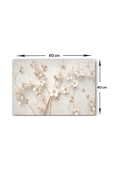 Decorita Cam Ocak Arkası Koruyucu| Beyaz Çiçek-Gold | 40cm x 60cm