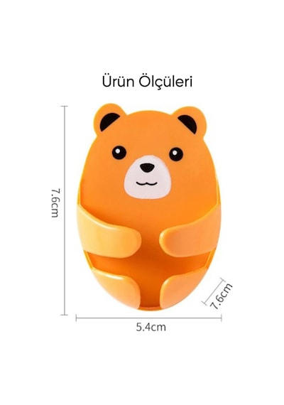 4'lü Renkli Ayı Desenli Kablo Tutucu Yapışkanlı Fiş Askısı Priz Düzenleyici Organizer 7.6x5.4