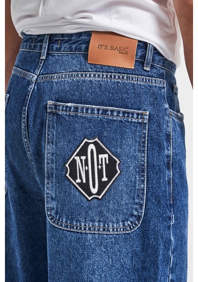 Itsbasic Erkek Koyu Mavi Renk 3w5-5 Loose Baggy Fit Bol Kesim Cep Nakış Detaylı Denim Jean Itsbasic Erkek Koyu Mavi Renk 3w5-5 Loose Baggy Fit Bol Kesim Cep Nakış Detaylı Denim Jean