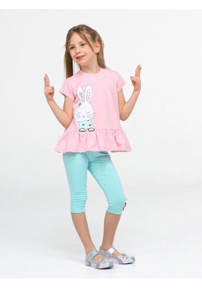 Casabony Bunny Kolları Fırfırlı Tunik + Tayt Takım-pembe Pembe