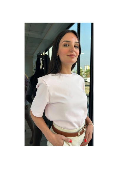 Jenerik Vatkalı Bisiklet Yaka Kısa Kollu Bluz Renksiz