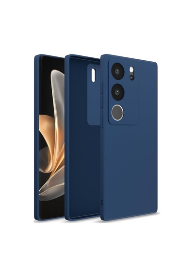 Vivo V29 Pro Uyumlu Silikon Kılıf - Kamera Korumalı Esnek Pastel Renk Kapak - Lacivert