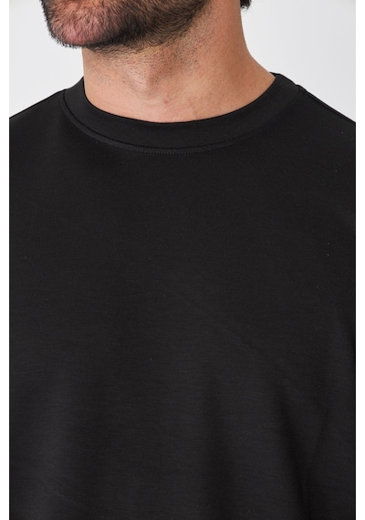 White Stone Siyah Sıfır Yaka Uzun Kollu Basic Sweatshirt