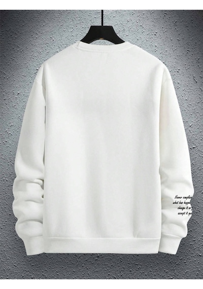 Startmore Beyaz Unisex Kadın/erkek Never Renkli Oversize Bisiklet Yaka Pamuklu