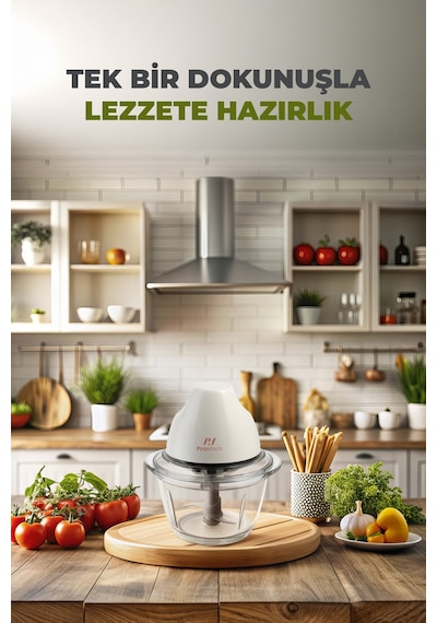 Pirantech YH-11 Cam Hazneli Rondo Dokunmatik Çalışma Paslanmaz Çelik Bıçak 2 Fonksiyonlu