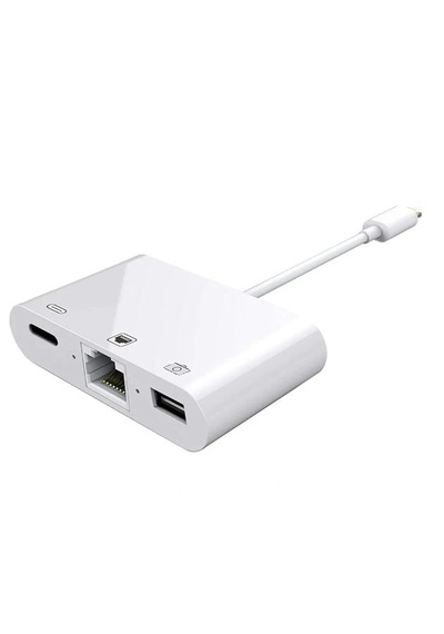 Kb-10 Apple iPhone Uyumlu Lightning 3ın1 Ethernet Rj45 Ve Usb Kamera Adaptörü