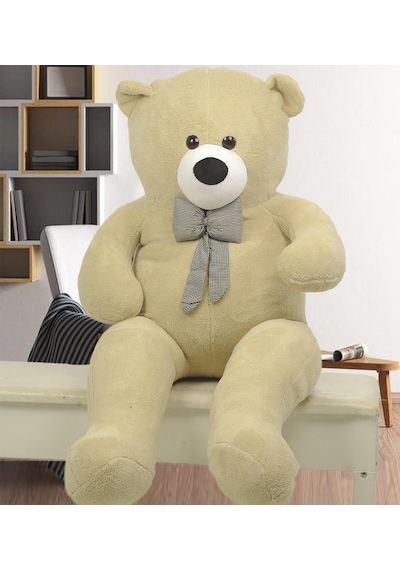 130 Cm Papyonlu Sevimli Peluş Ayı - Sevgiliye Özel Hediye Bej