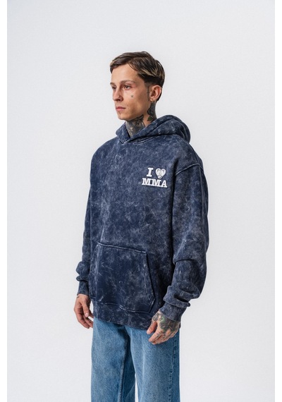 Respire Erkek Mma Baskılı Kapüşonlu Oversize Hoodie Lacivert