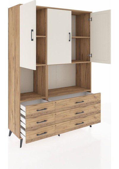 Hyperion Dolap 6 Raflı 6 Çekmeceli 3 Kapaklı 132x44x195 Çam-aytaşı/çam Aytası/atlas Çam Hyperion Dolap 6 Raflı 6 Çekmeceli 3 Kapaklı 132x44x195 Çam-aytaşı/çam Aytası/atlas Çam