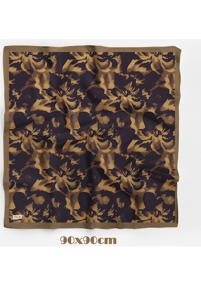 Ahenk Desen 90x90cm Organic Twill Eşarp/fular Siyah - Vizon - Camel