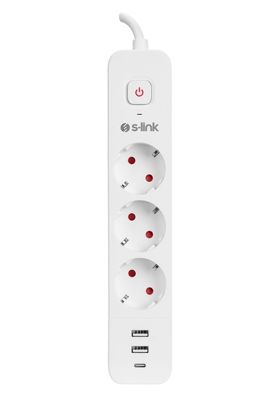 Hepsi S-lınk Spg03tc 3 Soket Akım Korumalı Priz 1x Type-c 2xusb 5v 4a 1.5mt %100 Bakır 1mm Kablo 750 Joule Beyaz 19