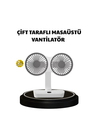 Northcity 720 Dönebilen Çift Başlıklı Usb Şarjlı Masaüstü Vantilatör Sessiz Ve Güçlü Serinlik
