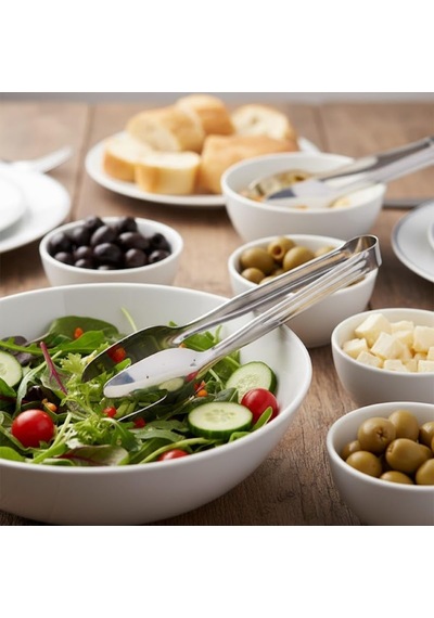 Paslanmaz Çelik Salata Ve Servis Maşası 21 Cm Çok Amaçlı Yemek, Makarna Ve Salata Servis Pens