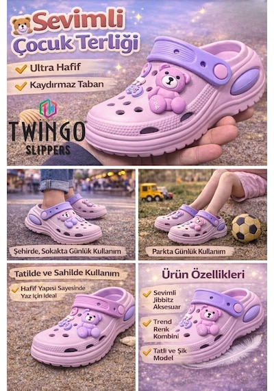 Twingo Çocuk Emojili Cross Ortopedik Günlük Terlik Unisex Pembe