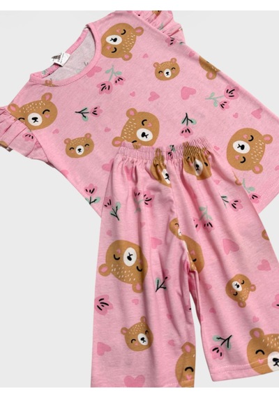 Aliş Kids Kız Çocuk Pamuklu Pembe Ayıcık Kalp Desenli Kolları Fırfırlı Kısa Kollu Şortlu Yazlık Pijama Takımı Aliş Kids Kız Çocuk Pamuklu Pembe Ayıcık Kalp Desenli Kolları Fırfırlı Kısa Kollu Şortlu Yazlık Pijama Takımı