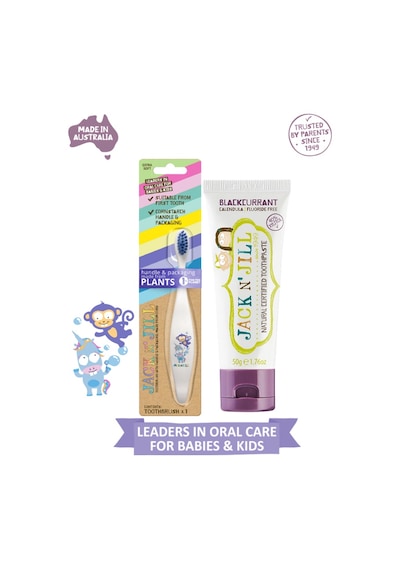Jack N Jill Bebek/çocuk Diş Fırçalama Seti Unicorn&monkey Diş Fırçası + Frenk Üzüm Aromalı Diş Macunu 50g